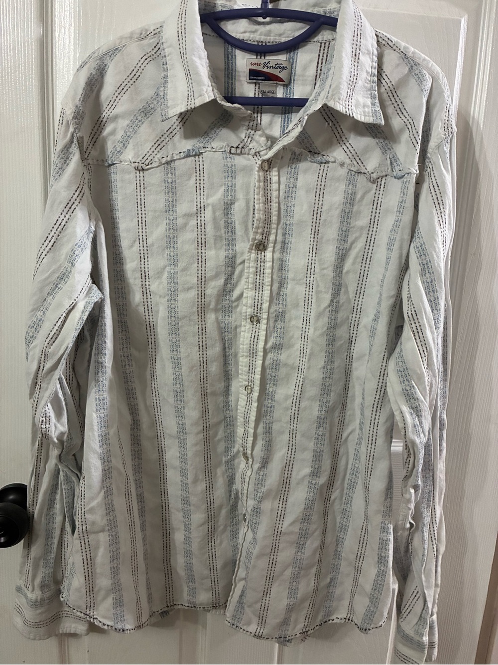 Rare Vintage Men's XXL Long Sleeve Pearl Snap Button-Up Shirt